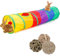 Linifar Kaninchentunnel, Größe – 119,4 x 25,4 cm, kleiner Tier-Tunnel, zusammenklappbar, mit 3 Gras-Bällen, Kauspielzeug für Kaninchen, Meerschweinchen, Hamster, Chinchilla, Rennmäuse, Ratte