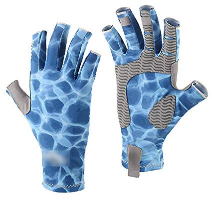 KSTYLE Angelhandschuhe, Sonnencreme, UV-Schutz, Atmungsaktivität, Outdoor-Angeln und Radsport-Halbfingerhandschuhe,Lake Blue,XL