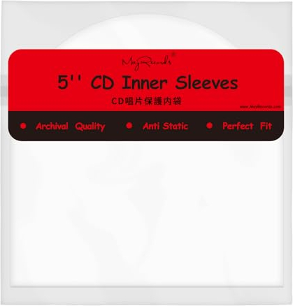 sdroceRyaM 100PCS CD/DVD Inner Sleeves Transparent Plastic Sleeve Anti-Static for 5inch CD and DVD Mini LP Storage