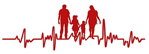 Aufkleber Herzschlag Tiere Breite 27cm Lifeline Heartbeat Deko Sticker Selbstklebend für Auto Kühlschrank Laptop Autoaufkleber K150 (Karminrot, 07 Familie)