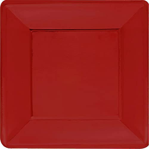 16 Piatto quadrato piccolo da dessert torta - 19x19cm - in carta cartoncino monouso - Rosso