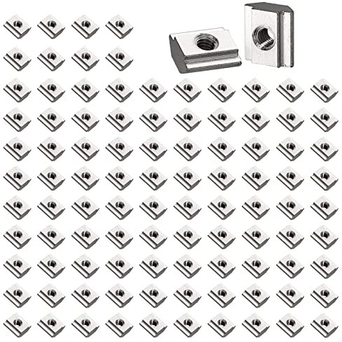 GETLITOOL Nutensteine, 100PCS Typ-B Gleitmuttern T Nut Muttern Hammermutter Nut 6 M4, Kohlenstoffstahl, Hammerkopf Befestigungsmutter für Aluminiumprofil-Extrusionsschlitz Standard 20-Serie