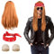 Aomig Rock Star Heavy Metal Wig Set, Rockstar Retro Blonde Rocker Wig 70s 80s Costume Accessories for Men Women, Long Hippie Wig Rocker Fancy Dress Accessories for 1980s Disco, Parties and Halloween