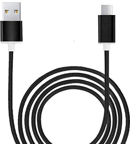 PH26 Ⓡ Câble micro USB nylon tressé ultra resistant Compatible Huawei P Smart/P Smart 2019/ P Smart 2020/ P8 Lite 2017/ P9 Lite/ P10 lite/ Y6 2019/ Y9 2019 - Charge Rapide- Câble noir 1,3 mètre
