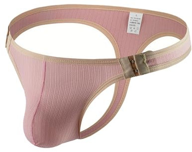 Faringo - Mutande da uomo a forma di perizoma con bordo stretto ad asciugatura rapida, taglia regolabile, rosa, M
