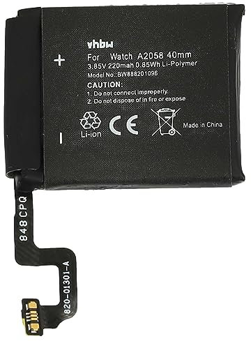 vhbw Batería Compatible con Apple Watch 4 40mm, A1975, A1977 smartwatch, Reloj de Actividad (220 mAh, 3,85 V, Li-Poli) + Herramientas