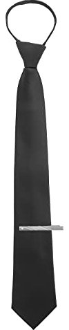 Yolev Cravate Noire pour Hommes Cravate à Glissière Pré-nouée avec Pince à Cravate Cravate Réglable pour Hommes Accessoires de Costume de Mariage