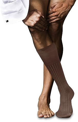 FALKE Herren Kniestrümpfe No. 13 M KH feinste Piuma Baumwolle lang einfarbig 1 Paar, Braun (Brandy 5167), 39-40
