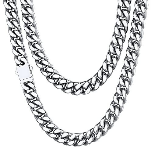ChainsHouse Edelstahl Kette Damen Kubanische Panzerkette 46cm 9mm breit Freundschaftskette Damen Schmuck