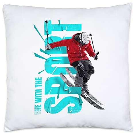 Hey!Print Skifahrer Kissen Ski Sport Wintersport Skilift Winter Bewegung Sport Skipiste Skilift Skianzug Skiausrüstung