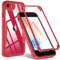 OWKEY iPhone SE 2020 Case, iPhone SE 2022/8/7 Case, 360° Full Body Heavy Duty Cover With Built-In Screen Protector, Shockproof Protective Phone Cover for iPhone SE/8/7 3rd 2nd Gen 4.7” (Red)
