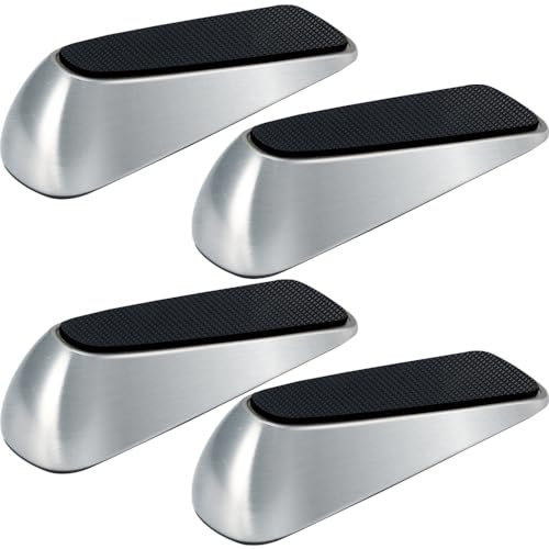 Arrêts de Portes Antidérapante Cale Porte au Sol en Alliage avec Base Caoutchouc (Lot de 4)