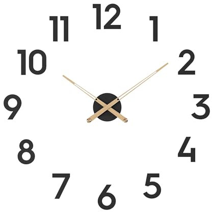 Cander Berlin MNU 2680 N XXL Vintage MDF-Wanduhr lautlos 80 cm Holz-Zeiger schwarz Wohnzimmer analog ohne Ticken Wandtattoo