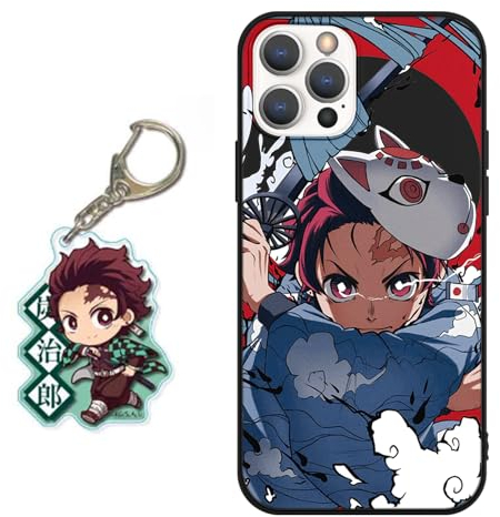 LYUBFDC Handyhülle für iPhone 11 Hülle 6.1 Zoll, Anime Kamado Nezuko Tanjirou Mit Schlüsselbund Manga Muster Design Case Cartoons Schutzhülle TPU Silikon Charmant Für Jungen Frau
