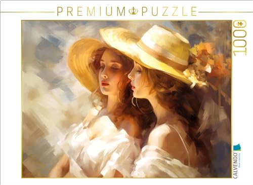 Puzzle · Zwei Gute Freundinnen mit Strohhüten | Impressionismus · 1000 Teile · Lege-Größe 64 × 48 cm · CALVENDO Puzzle