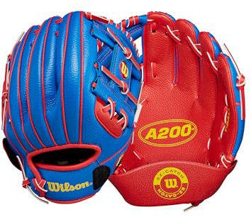 WILSON Unisex, Teenager A200 T-Ball Handschuh, Königsblau/Rot/Gelb, 10