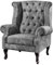 Riess Ambiente Design Ohrensessel Chesterfield 105cm grau Samt Silber Nieten