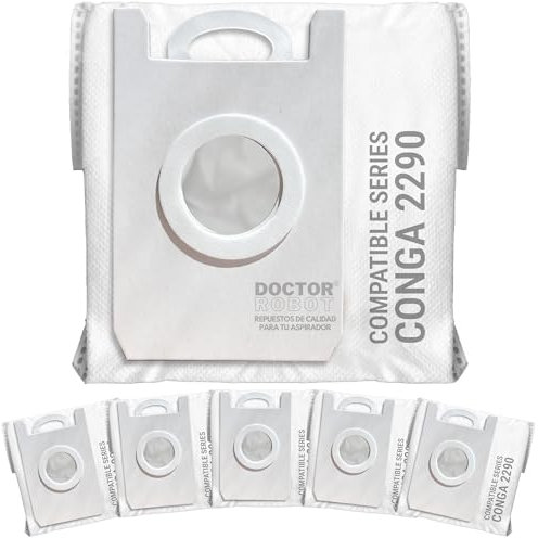 5 Bolsas de recambio Conga 2290 genérico compatible con Aspirador Conga 2290 Cecotec. Repuesto compatible de gran capacidad