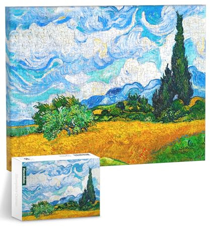 PieceRelax Puzzle Wandbild – Vincent Van Gogh - Wheat Field with Cypresses | DIY-Puzzle zum Aufhängen | Wanddeko für Zuhause & Büro [HN1307]