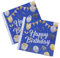 Wekuw Servietten Happy Birthday, 40 Stück Blau Gold, 33 x 33 cm