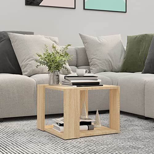 Tino Tech Couchtisch aus Holzwerkstoff 40x40 cm Sonoma Eiche Cauchsofa Tisch Stubentisch Wohzimmer Couchtisch Coffe Table Center Table Beistelltisch Wohnzimmertisch Elegantes Aussehen