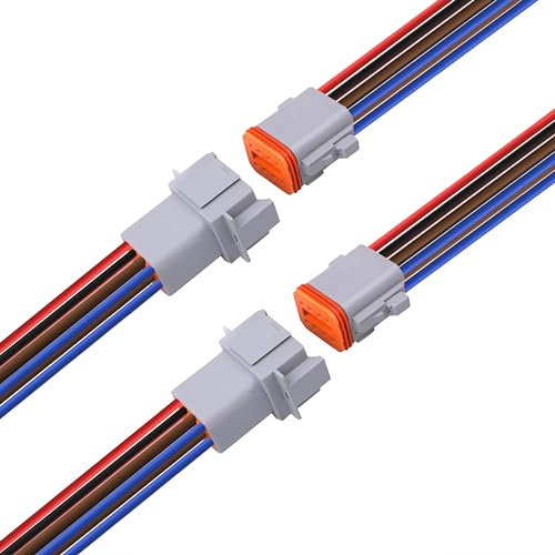 WOODGUILIN 8 Polig Deutsch Connector,DT Automotive Waterproof Electrical Connector 8 Way Male Female Plug Wiring Harness,with 16 AWG Cable Wire,for Car,Truck,Boats,LED Work Light.(2 Pairs,8P DT Gray)