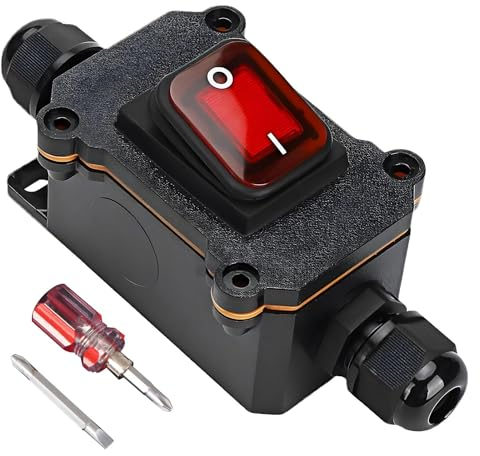 Wasserdichter Inline Schalter 12V DC 20A DPST 4 Polig, Delamiya IP65 12v Schalter Kabelschalter Schnurschalter Ein und Aus Wippschalter Wasserdicht für Auf Beiden Seiten Ein und Ausgang (20A)