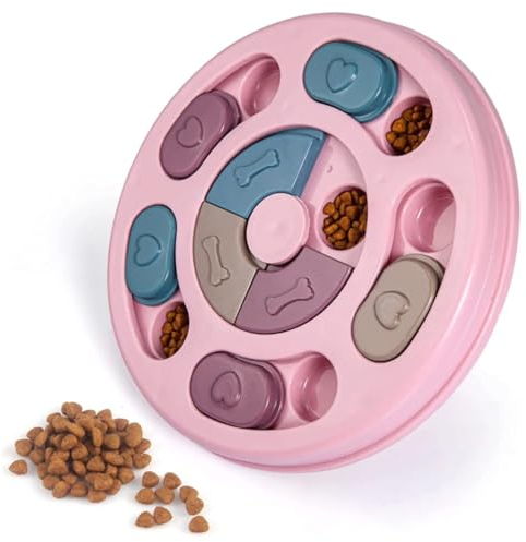 Animood Gamelle Rose Interactive pour Chiens et Chats avec Matériau Robuste - 24 cm - L. 24 cm x l. 24 cm x H. 3 cm - Anti-glouton - Non Toxique - pour Une Alimentation Saine et stimulante