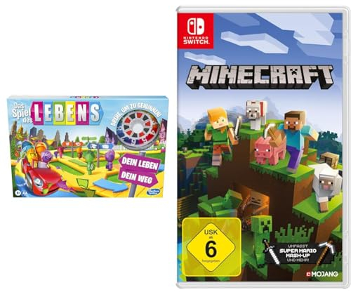 Hasbro Das Spiel des Lebens, Brettspiel für die ganze Familie für 2 – 4 Spieler, für Kinder ab 8 Jahren, enthält Bunte Stifte & Nintendo Minecraft - [Nintendo Switch]