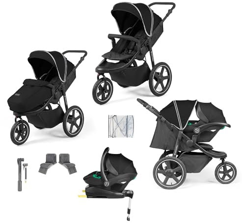 Ickle Bubba Venus Max Jogger Kinderwagen I-Size Reisesystem mit Isofix-Basis (Stratus) (Schwarz)