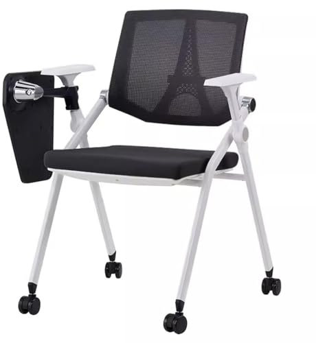 Fauteuil À Tablette Chaise De Salle De Classe De Conférence De Bureau avec Bloc-Notes Chaises Pliables for Bureaux d'entreprise Chaise De Bureau Ergonomique for Le Bureau À Domicile (Color : Blanc,