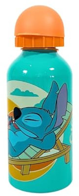 My sweety pop - Gourde stitch - Aluminium - Pour enfant - Crèche - Maternelle - Ecole - Vacances - Repas - 17,5 cm – 400 ml - Hydratation - Idée Cadeau - Stitch - Orange/Bleu
