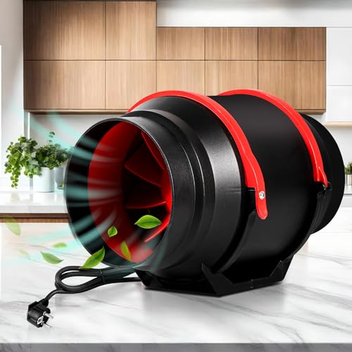 Daromigo Rauchabzug Rohrventilator 150mm, Inline-Kanalventilator mit Fernsteuerung, 220V Leise Rohrlüfter, 540m³/h Abluftventilator, Einstellbar Kanalventilator für Badezimmer, Küche, WC, Gewächshaus