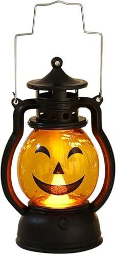Halloween Laterne, Halloween Kürbis LED, Kürbis Deko Halloween, 20cm Hohe Tragbare Kürbislaterne, Kürbis Kerzenlaterne, Halloween Dekoration für Indoor Outdoor (A)