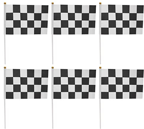 10 Stück Karierte RC-Car-Racing-Stick-Flaggen, 20,3 X 14 Cm, Schwarz-weiße Handgehaltene WimpelFlaggen für Sportaktivitäten, Heimpartys
