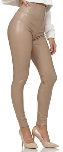 Glamexx24 Leggings Femme en Similicuir Taille Haute Pantalon Femme Aspect Cuir Coupe Skinny Collants Treggings Pantalon en Cuir Femme