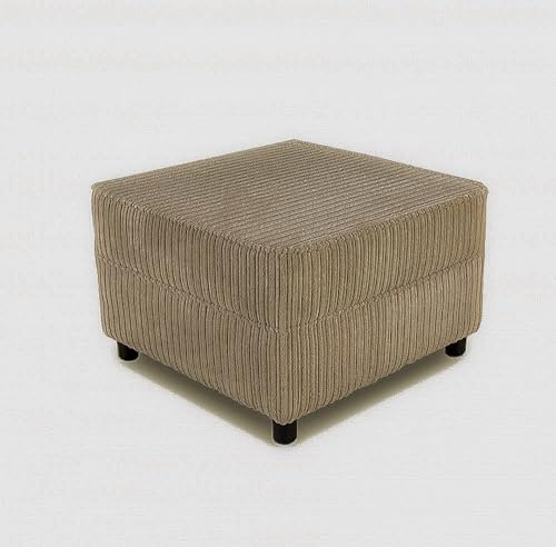SOFASELECTIONUK LTD Stylish Jumbo Cord Foot stool – Perfect Living Room Furniture Accessory for Chairs, Couches & Swivel Armchairs | Luxurious Pouffe with Soft Durable Fabric (Beige, Footstool)