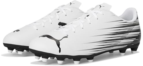 PUMA Men's Attacanto Firm, Artificial Ground Soccer Cleat Sneaker, White/Black, 8 UK