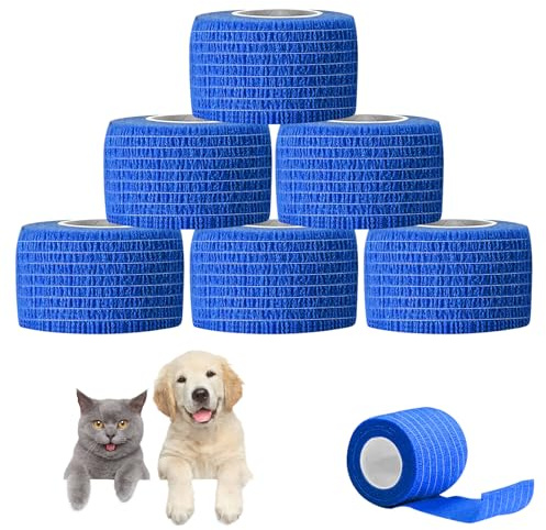 HTRTRR Thin Navy Blue Adhesive Bandage 4.5M x 2.5CM – 6 Rolls Finger & Toe Self-Adhesive Wrap for First Aid, Hiking, Sports Blisters, Pet Paws – Tearable, Breathable, Latex-Free Lightweight Tape