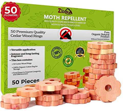 ZIDINA Moth Balls 50 Pack – 100% Natural Cedar Balls, Chemical-Free Cedarwood Moth Repellent for Wardrobes and Drawers | Long-Lasting Moth Balls for Clothes Storage, Drawers & Closets