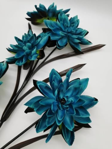 clicktostyle 5 Heads Silk Water Lily Stem Home Office Event Wedding Decoration Indoor Outdoor (Teal)