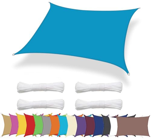 Lingle888 Sonnensegel Sonnenschutz Sonnendach Wasserdicht 98% UV-Schutz Balkon Viereck Rechteck Quadrat Winddicht 8Tage Transport 420D 10Farbe 25Größe Blau, 2x3m