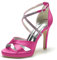 Donna Sandali da Sposa con Tacco Alto A Spillo Cinturino alla Caviglia Incrociato Scarpe da Sera Plateau Décolleté con Strass Scarpe da Sposa in Raso,Fuchsia,38 EU