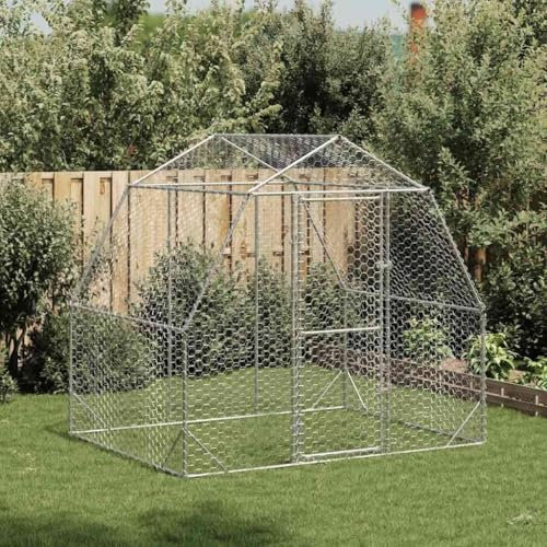 Fasba Hühnerkäfig, Hühnerstall, Freigehege für Hühner Kleintiere, Hühnerhaus, 2,5x2x2,25 m Verzinkter Stahl