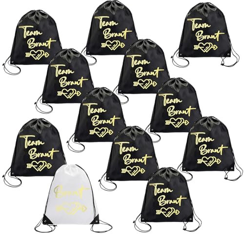 Junggesellenabschied Frauen,12 Stück Turnbeutel JGA,Braut Rucksack,Turnbeutel Damen,Rucksack für Braut Team,Team Braut für Verlobung JGA Hochzeit