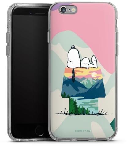 Silikon Hülle kompatibel mit Apple iPhone 6 Case transparent Handyhülle Peanuts Snoopy Offizielles Lizenzprodukt