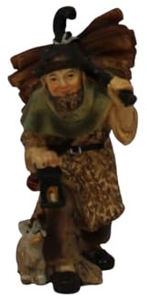 ZICOM Krippenfigur Miniaturfigur Hirte mit Holz und Laterne Höhe 6,7cm handbemalt Polyresin, Modellbau Puppenhaus