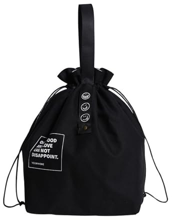 xolear Borsa Termica Porta Pranzo, Sacchetto Pranzo Isolati con Coulisse, Riutilizzabile Borse Termiche Pieghevole, Mantiene Freddo Caldo, per Lavoro, Scuola, Picnic (Nero)