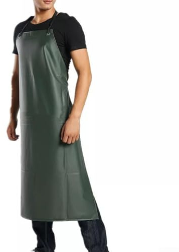 Feeshoppher PVC-Vinyl-Schürze, wasserdicht, öldicht, industriell, Küche, Arbeit, verschleißfest, resistent gegen schwache Säuren und Laugen, Diesel, verstellbares Nackenband, leicht zu reinigen, zum