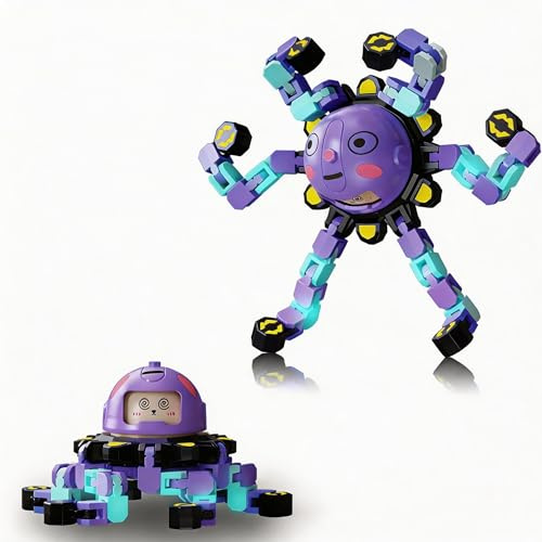 Fidget spinner trasformabile, gambe meccaniche colorate, giocattolo antistress, colore viola (Luminous Edition))